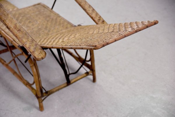 Vintage Bauhaus Rattan Chair with Ottoman by Erich Dieckmann, 1930s, Set of 2-ZAA-746022