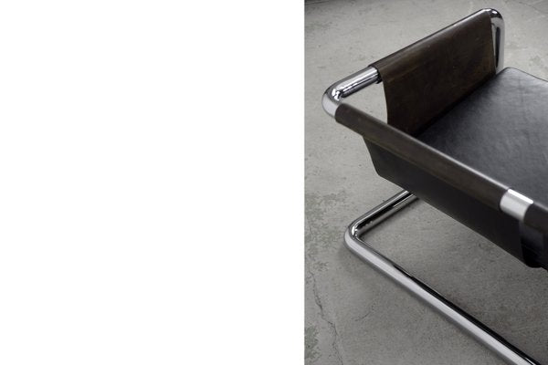 Vintage Bauhaus Tubular Metal & Leather Sofa, 1950s-ZAA-906328