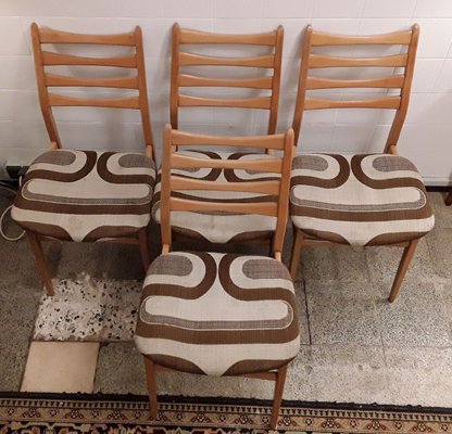 Vintage Beech and Beige Brown Wool Dining Chairs, 1970s, Set of 4-HOI-632708