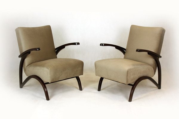 Vintage Beech Armchairs by Jindřich Halabala, 1940s, Set of 2-WVS-1176619