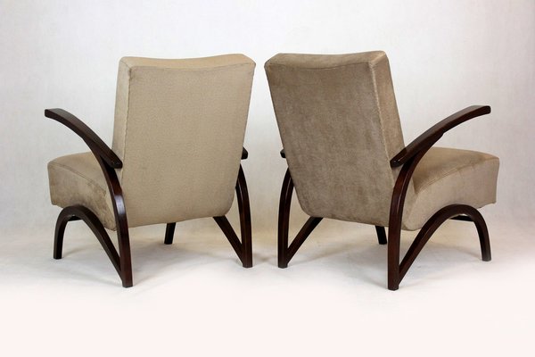 Vintage Beech Armchairs by Jindřich Halabala, 1940s, Set of 2-WVS-1176619