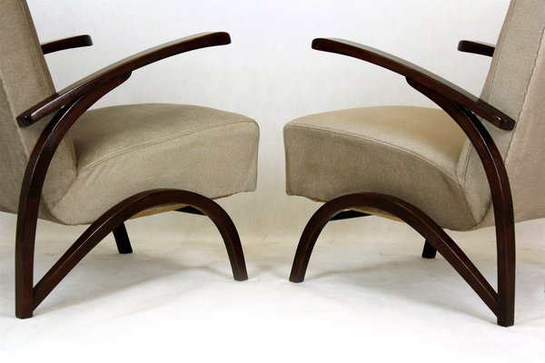 Vintage Beech Armchairs by Jindřich Halabala, 1940s, Set of 2-WVS-1176619