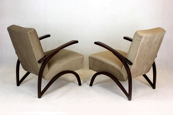 Vintage Beech Armchairs by Jindřich Halabala, 1940s, Set of 2-WVS-1176619