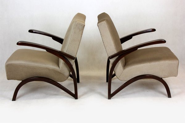 Vintage Beech Armchairs by Jindřich Halabala, 1940s, Set of 2-WVS-1176619