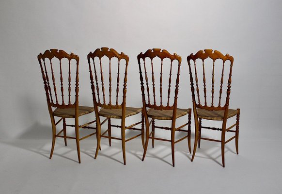 Vintage Beech Chiavari Dining Chairs, 1950s, Set of 4-NB-801566