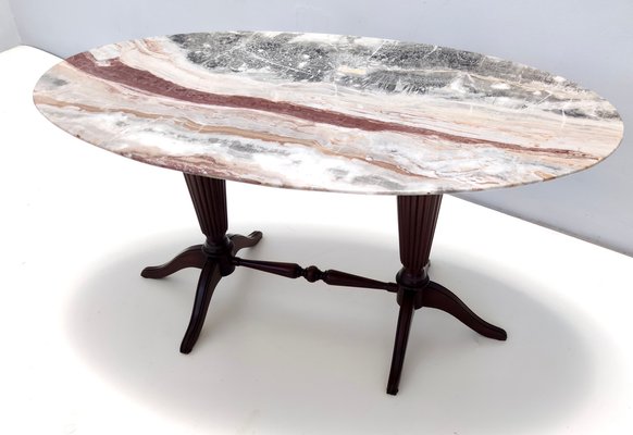 Vintage Beech Coffee Table with Oval Red Onyx Top attributed to Paolo Buffa, 1950s-JPQ-1823880