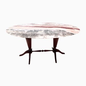 Vintage Beech Coffee Table with Oval Red Onyx Top attributed to Paolo Buffa, 1950s-JPQ-1823880