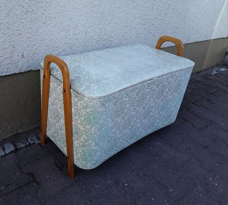 Vintage Beech & Vinyl Linen Chest, 1960s-HOI-903400