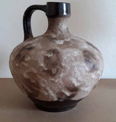 Vintage Beige Brown Ceramic Vase, 1970s-HOI-1358221