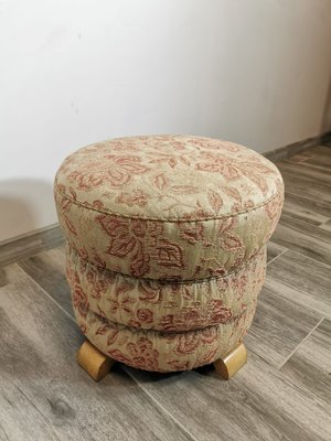 Vintage Beige Fabric Pouf-QJA-1762479