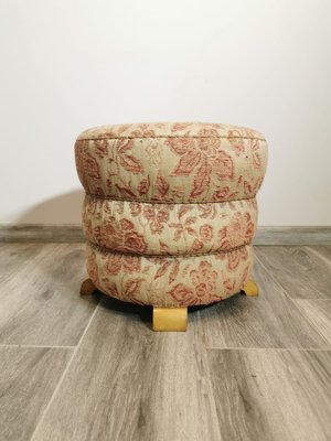 Vintage Beige Fabric Pouf-QJA-1762479