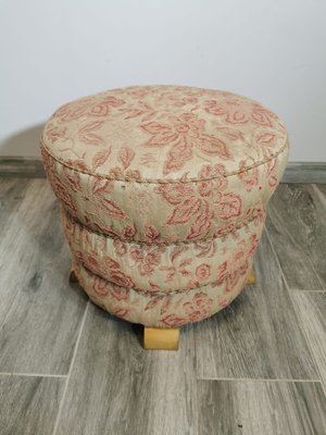 Vintage Beige Fabric Pouf-QJA-1762479