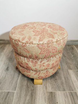 Vintage Beige Fabric Pouf-QJA-1762479