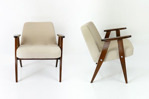 Vintage Beige Model 336 Armchairs by Józef Chierowski, 1960s, Set of 2-HDN-1726519