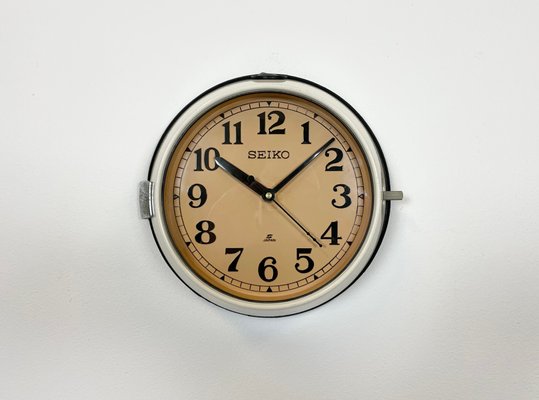 Vintage Beige Wall Clock from Seiko Navy, 1970s-CGF-1167550