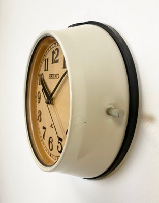 Vintage Beige Wall Clock from Seiko Navy, 1970s-CGF-1167550