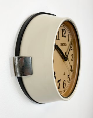 Vintage Beige Wall Clock from Seiko Navy, 1970s-CGF-1167550