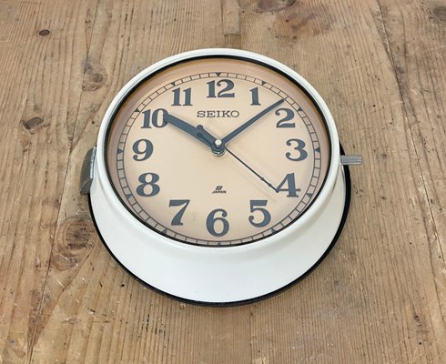 Vintage Beige Wall Clock from Seiko Navy, 1970s-CGF-1167550