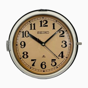 Vintage Beige Wall Clock from Seiko Navy, 1970s-CGF-1167550