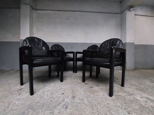 Vintage Belgian Black Dining Chairs, 1980, Set of 4-AIF-1801446