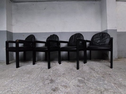 Vintage Belgian Black Dining Chairs, 1980, Set of 4-AIF-1801446