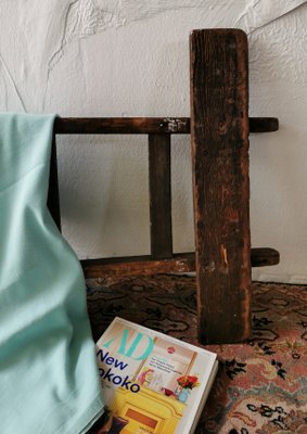 Vintage Belgian Wooden Ladder, 1940s-FW-666759