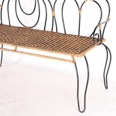 Vintage Bench in Iron and Rattan-DSC-2016357