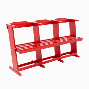 Vintage Bench in Red Lacquered Wood-RCE-1187549