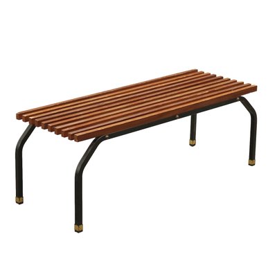 Vintage Bench in Teak, Metal & Brass, 1960s-VMM-1724876