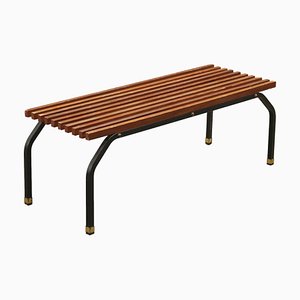 Vintage Bench in Teak, Metal & Brass, 1960s-VMM-1724876