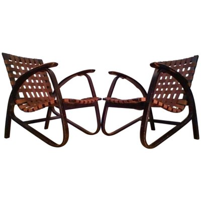 Vintage Bent Beechwood Armchairs by Jan Vaněk, 1930s, Set of 2-TZ-602135