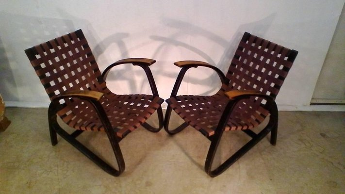 Vintage Bent Beechwood Armchairs by Jan Vaněk, 1930s, Set of 2-TZ-602135