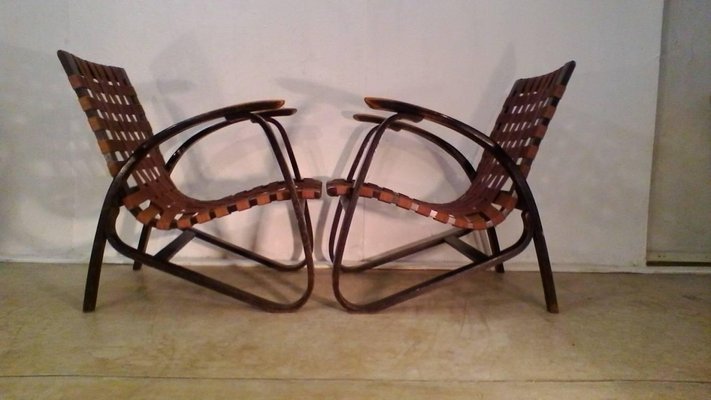 Vintage Bent Beechwood Armchairs by Jan Vaněk, 1930s, Set of 2-TZ-602135