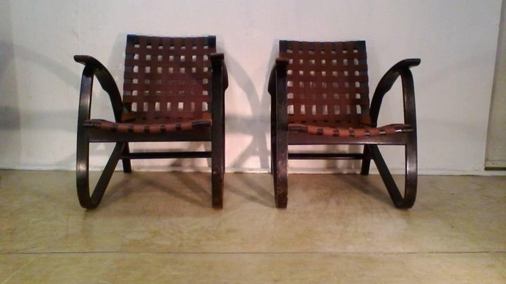 Vintage Bent Beechwood Armchairs by Jan Vaněk, 1930s, Set of 2-TZ-602135