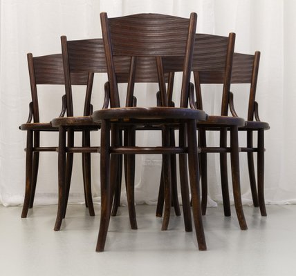 Vintage Bentwood Bistro Chairs from Fischel 1920s. Set of 6-WIX-1777549