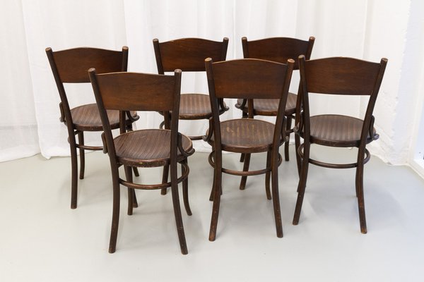 Vintage Bentwood Bistro Chairs from Fischel 1920s. Set of 6-WIX-1777549