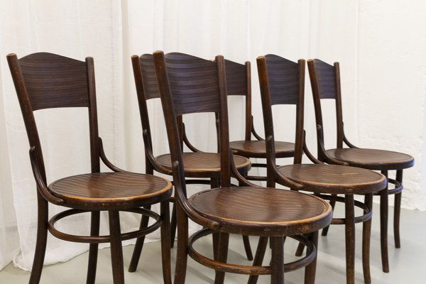 Vintage Bentwood Bistro Chairs from Fischel 1920s. Set of 6-WIX-1777549