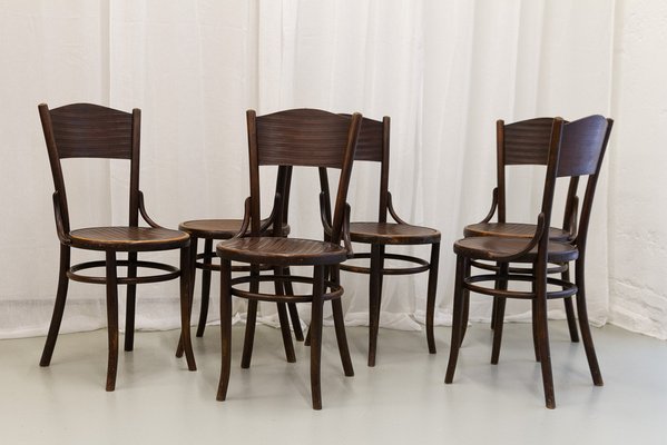 Vintage Bentwood Bistro Chairs from Fischel 1920s. Set of 6-WIX-1777549