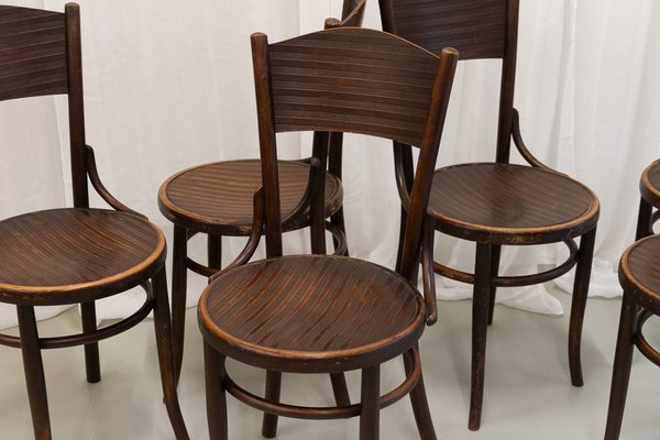 Vintage Bentwood Bistro Chairs from Fischel 1920s. Set of 6-WIX-1777549