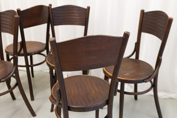 Vintage Bentwood Bistro Chairs from Fischel 1920s. Set of 6-WIX-1777549