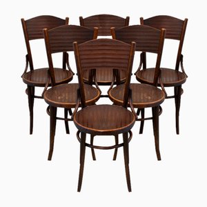 Vintage Bentwood Bistro Chairs from Fischel 1920s. Set of 6-WIX-1777549