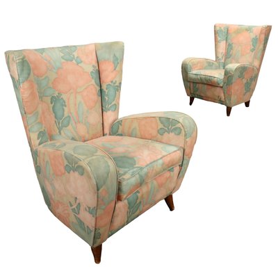 Vintage Bergère Armchairs in Fabric, Italy, 1950s, Set of 2-VMM-2033323