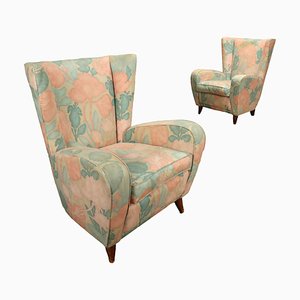 Vintage Bergère Armchairs in Fabric, Italy, 1950s, Set of 2-VMM-2033323