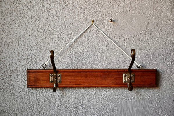 Vintage Bistro Wood and Metal Coat Rack, 1950s-AIU-1789767