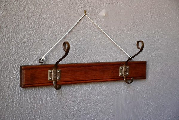 Vintage Bistro Wood and Metal Coat Rack, 1950s-AIU-1789767