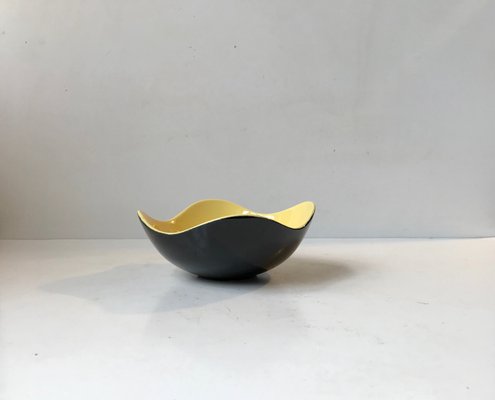 Vintage Black and Yellow Ceramic Congo Bowl by Kronjyden Randers, 1950s-LCR-949735