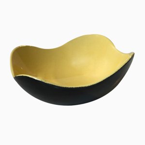 Vintage Black and Yellow Ceramic Congo Bowl by Kronjyden Randers, 1950s-LCR-949735