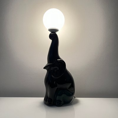 Vintage Black Ceramic Elephant and Balloon Table Lamp-XOM-2026017