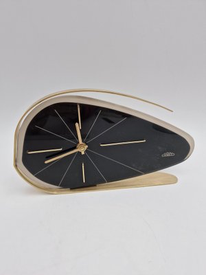 Vintage Black Clock in Brass and Plastic by Prim, 1950-RKF-1819880