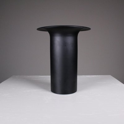 Vintage Black Cylindrical Vase-VJY-1791661